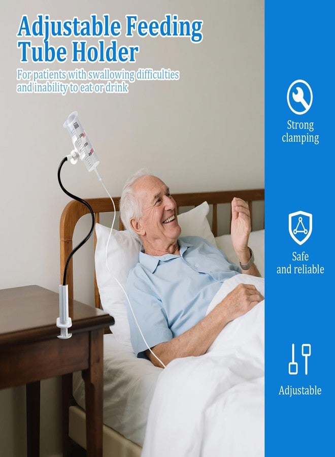 NZELSW Adjustable Feeding Tube Holder, Hands-Free Gravity Syringe Holder with Clamp Base and Flexible Arm, IV Poles Portable for Enteral Gravity Feeding and Intravenous Infusion (Black - Image 4