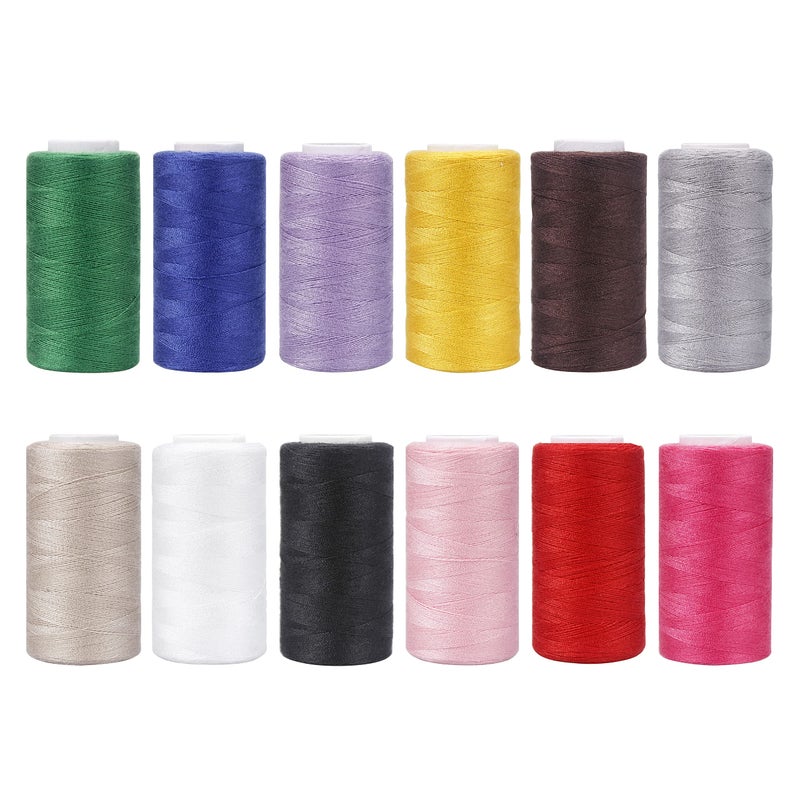 Ryalan 12 Color Set of Polyester AllPurpose Sewing Threads Prewound Bobbin Thread Plastic for Embroidery and Sewing Machine DIY Embroidery Thread Sewing Thread 382 Yards350 m Each 12 Pieces