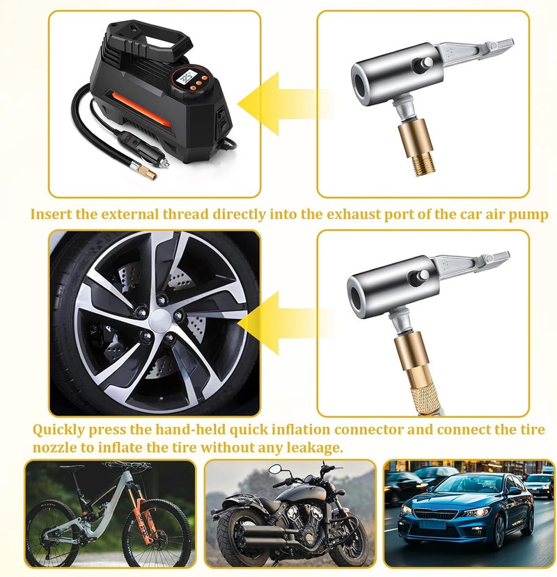 MADGININE 5 Pcs Tyre Inflator Adapter Set with Inflation Needle and Cone Adapters - Image 4