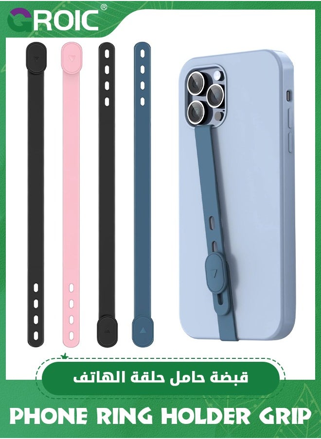 GROIC 4PCS Phone Strap, Multicolor Ultra Slim Silicone Phone Loop, Adjustable Phone Gripper for Back of Phone Grip Holder for Hand Fits Almost All Phone Cases  - Image 1