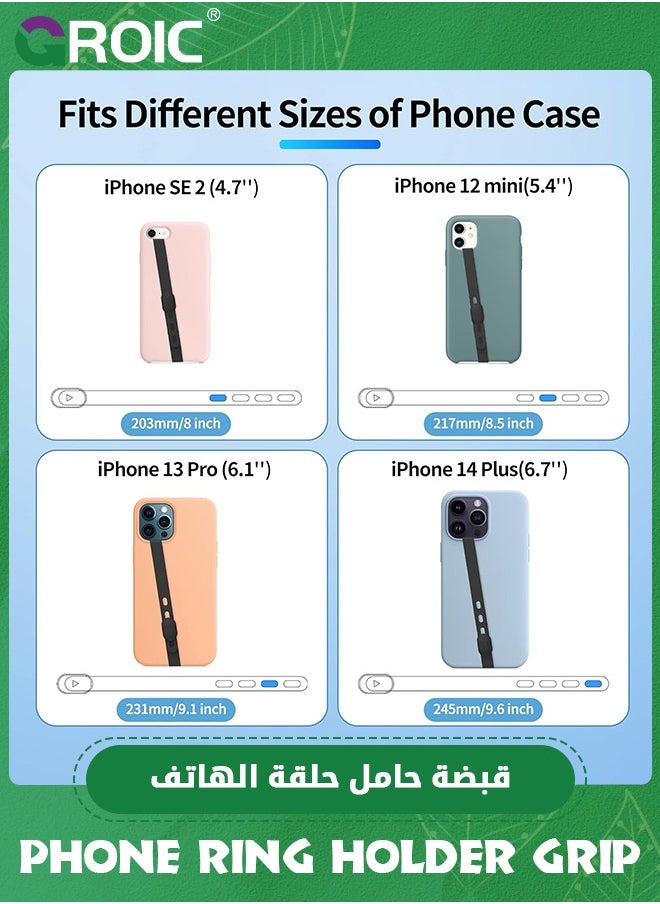 GROIC 4PCS Phone Strap, Multicolor Ultra Slim Silicone Phone Loop, Adjustable Phone Gripper for Back of Phone Grip Holder for Hand Fits Almost All Phone Cases  - Image 2