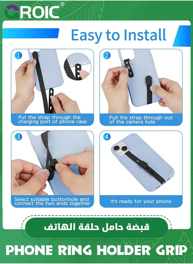 GROIC 4PCS Phone Strap, Multicolor Ultra Slim Silicone Phone Loop, Adjustable Phone Gripper for Back of Phone Grip Holder for Hand Fits Almost All Phone Cases  - Image 4