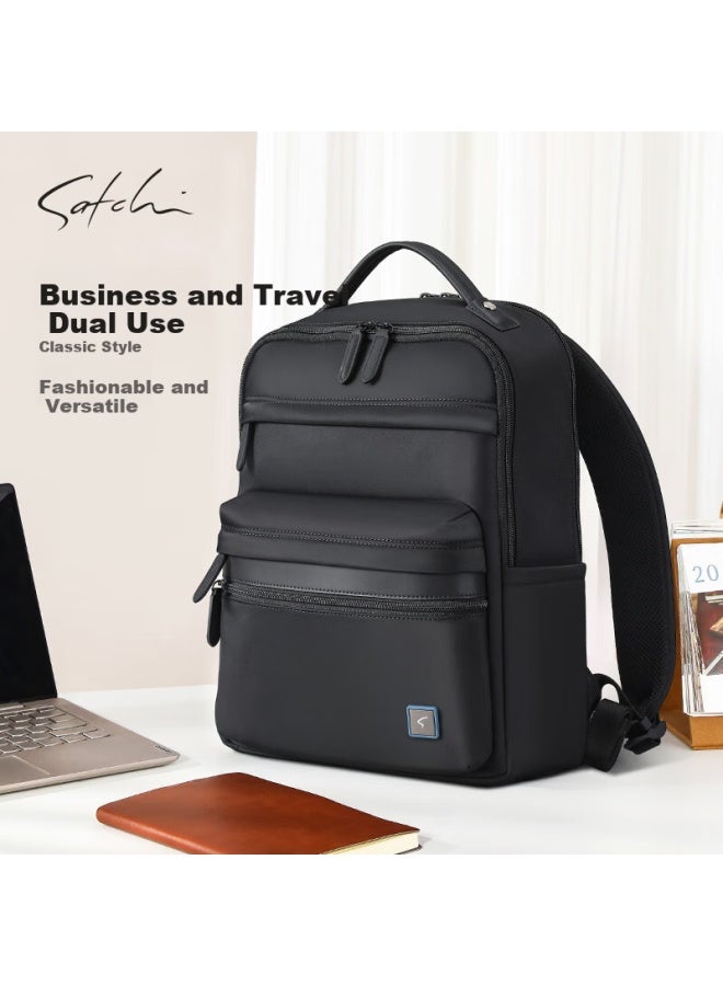 Satchi Top-grain Leather Backpack, Birthday Gift, Valentine's Day Gift, Black - Image 1