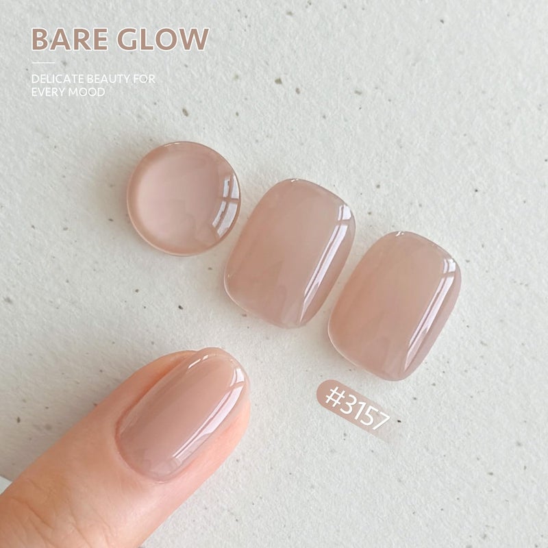 GAOY Nude Jelly Gel Nail Polish, 16ml Sheer Translucent Netural Soak Off Gel Polish, UV Light Cure for Nail Art DIY at Home, 3157 Bare Glow - Image 2