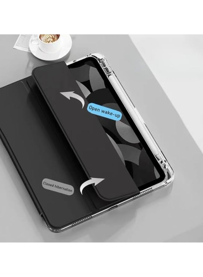 عام حافظة شفافة متوافقة مع iPad Mini 7 (2024) بحجم 8.3 بوصة، غطاء شفاف للخلف مع فتحة للقلم وأداة تثبيت للانحناء ومقاومة للسقوط، وغطاء للانحناء مع تفعيل/تعطيل النوم التلقائي. - Image 2