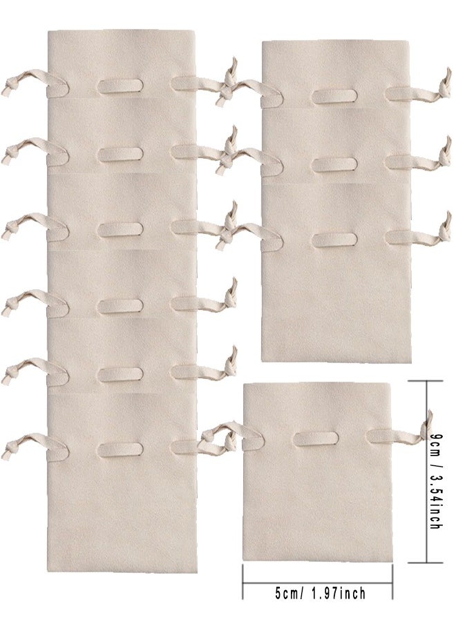 HS - 10PCS Microfiber Drawstring Bag Luxury Small Jewelry Gift Pouch Packaging For Necklace Rings Earrings Imitation Leather Flip Headphone Bag Bundle Mouth Velvet Bag Beige 5X9CM - Image 1