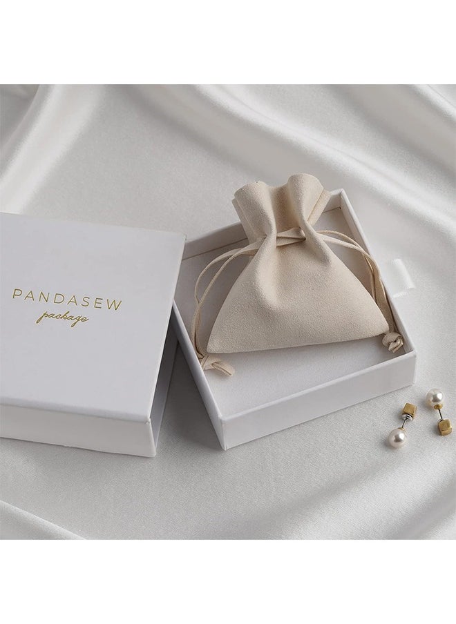 HS - 10PCS Microfiber Drawstring Bag Luxury Small Jewelry Gift Pouch Packaging For Necklace Rings Earrings Imitation Leather Flip Headphone Bag Bundle Mouth Velvet Bag Beige 5X9CM - Image 1