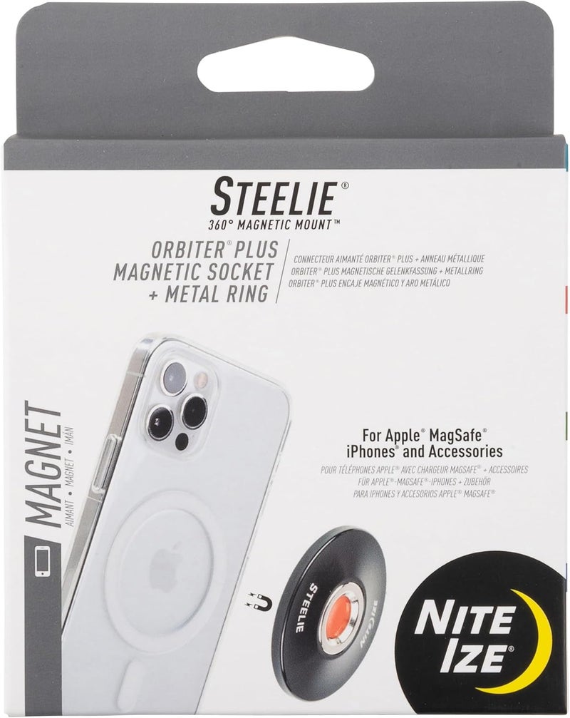 NiteIze Steelie Orbiter Plus Magnetic Socket and Metal Ring - Car Dashboard with Magnetic Mount - Sturdy Dashboard Mount for Cell Phone - Black - Image 1