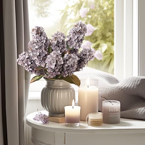 Ttranewsoo Fake Flowers Hydrangea Silk Flowers with Stems Fake Grayish Hydrangea Artificial Flowers Winter Flowers Artificial for Decoration Vase Decor 24Grayish Purple 8PCS Wthout Vase - Image 3