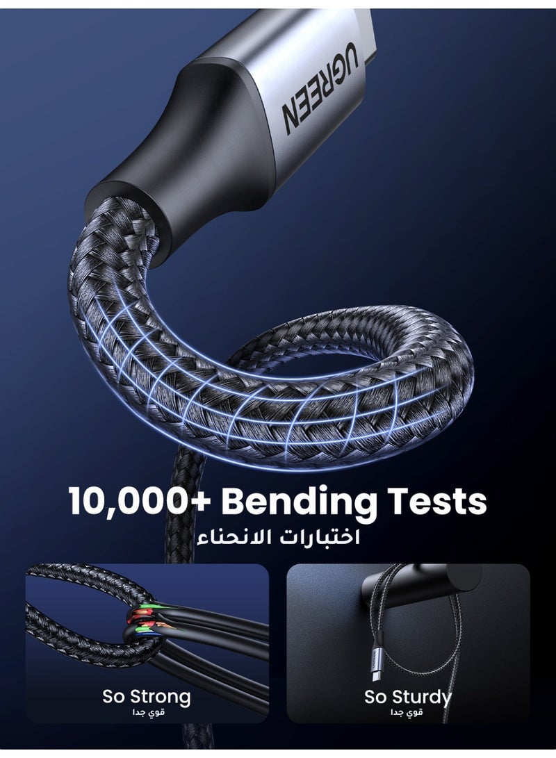 يو جرين كيبل تايب سي بقدرة ٢٤٠ واط وطول ٢ متر، كيبل مجدول للشحن السريع للابتوب، سلك شاحن تايب سي، سلك يو إس بي لنقل البيانات بسرعة ٤٨٠ ميجابت/ثانية، مناسب لماك بوك برو ١٤ بوصة / إير، آيفون ١٧ / ١٦ / ١٥ بلس / برو / برو ماكس، ديل، إتش بي، لينوفو، سامسونج جالاكسي إس ٢٦ / إس ٢٥ / إس ٢٤ بلس / إف إي / ألترا، آيباد إير / برو، أجهزة اللابتوب والمزيد. 2 متر 240 واط - Image 5