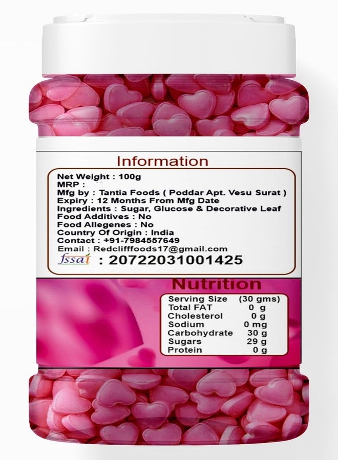 RED CLIFF Edible Pink Heart+Rainbow Vermicelli Shape Sprinkles | Metallic Dessert Toppings for Cakes, Cupcakes, Ice Cream & Sweets | Edible Decorative Sugar Sprinkles | Ideal for Baking & Festive Garnishing | 100gx2 | Pack of 2 - Image 4