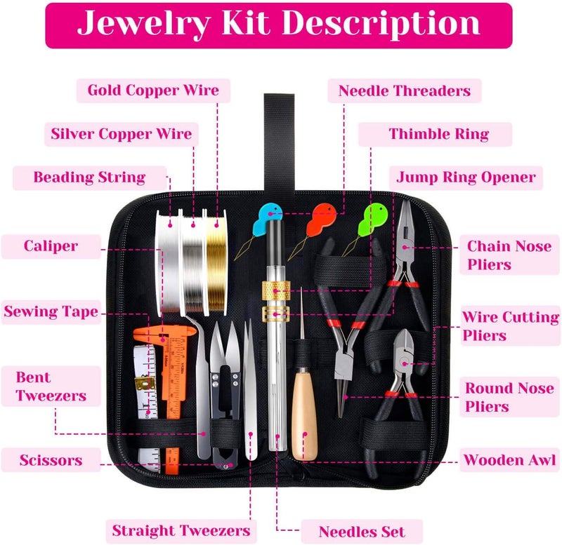 shynek Jewelry Making Supplies Kit for Adults, Jewelry Making Tools with Earring Hooks, Findings, Wires, Chains and Helping Hands for Crafts Making and Repair - Image 2