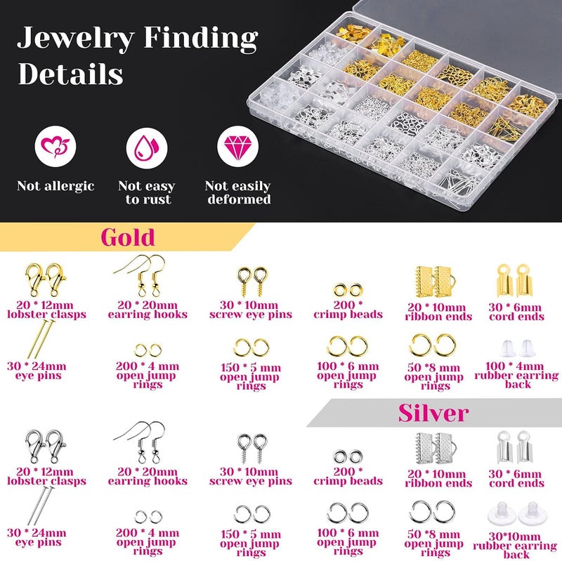 shynek Jewelry Making Supplies Kit for Adults, Jewelry Making Tools with Earring Hooks, Findings, Wires, Chains and Helping Hands for Crafts Making and Repair - Image 3