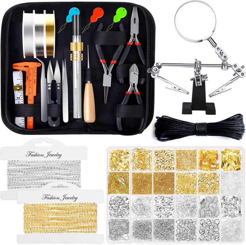 shynek Jewelry Making Supplies Kit for Adults, Jewelry Making Tools with Earring Hooks, Findings, Wires, Chains and Helping Hands for Crafts Making and Repair - Image 1