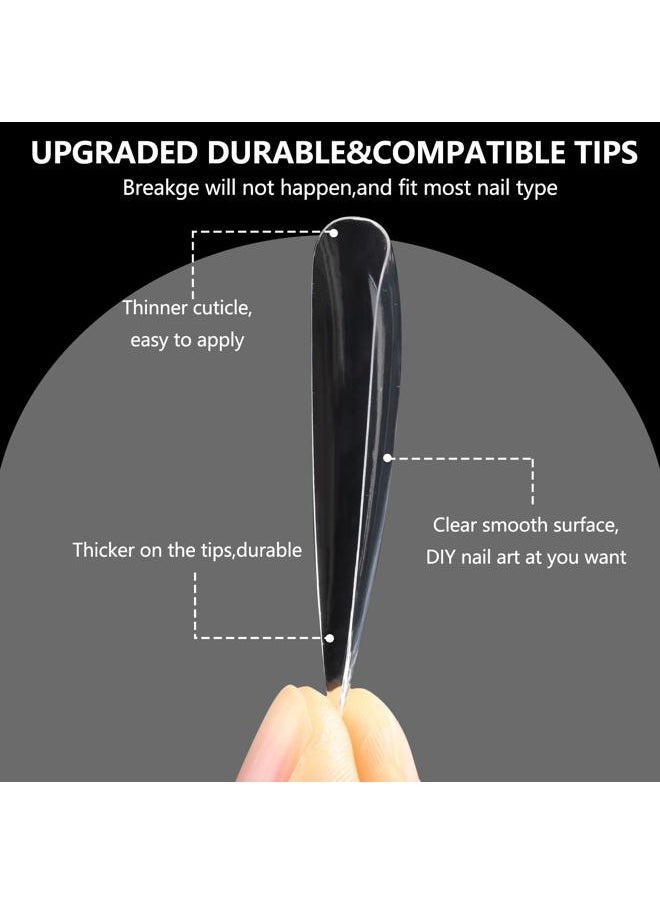 GOOTRADES 120Pcs Extra Long Nail Tips with Box,Clear XXL Straight Tapered Square Full Cover Tips, Press On False for Salons and DIY Art at Home(12 Sizes)  - Image 4