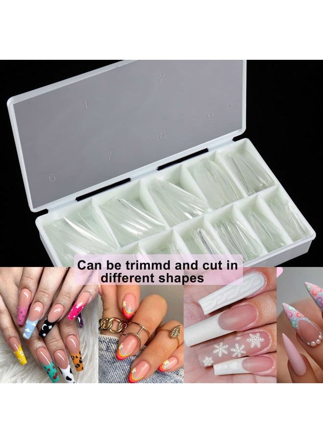 GOOTRADES 120Pcs Extra Long Nail Tips with Box,Clear XXL Straight Tapered Square Full Cover Tips, Press On False for Salons and DIY Art at Home(12 Sizes)  - Image 5