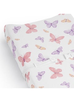 Sweet Jojo Designs Sweet Jojo Designs Pink and Purple Shabby Chic Butterfly Girl Baby Changing Pad Cover Sheet  - Image 4