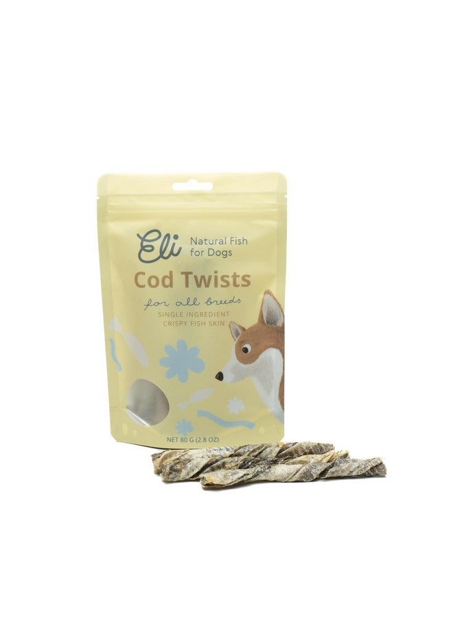 Eli Crispy Cod Skin Twists 2.8 oz - Naturals Premium Dog Treats, Fish Skin Dental Treats, Rich in Protein & Omega 3, Low in Fat, Grain Free, Single Ingredient, Hypoallergenic, Gluten Free, Air Dried - Image 1