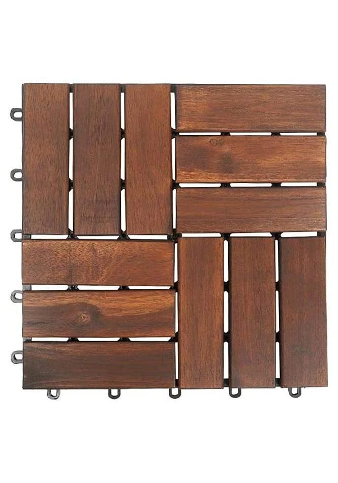 LINGWEI Wooden Floor Decking Hanging Tiles Brown 31x3x31cm - Image 1