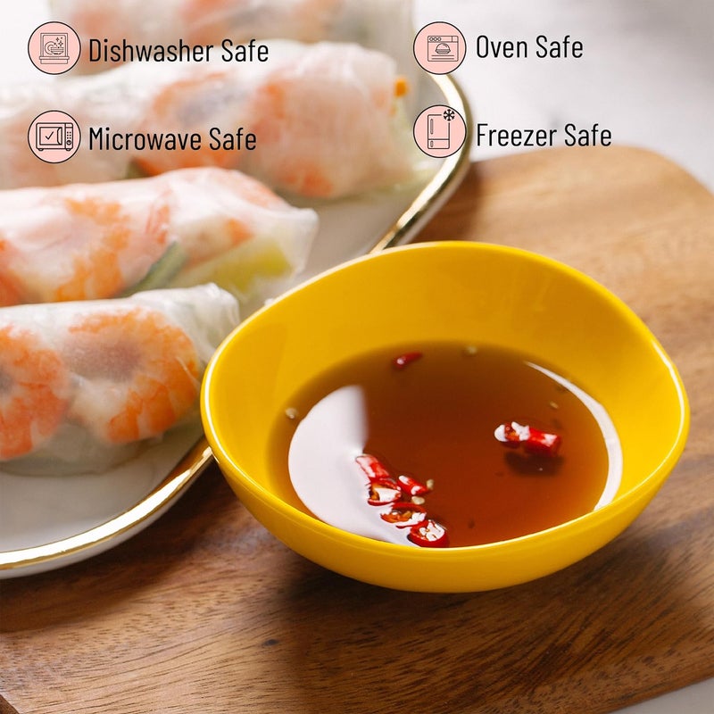Brew To A Tea BTaT Dipping Bowls 5 oz Set of 6 Colorful Bowls Ceramic Dip Bowls Sauce Bowls Small Bowls for Dipping Bowls for Dipping Condiment Dishes Bowl for Dips Ripple Effect Bowl Ceramic Sauce Bowl - Image 5