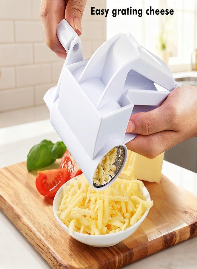 AIDOIT مبشرة جبن دوارة بمقبض، مبشرة جبن يدوية مزودة بأسطوانتين من الفولاذ المقاوم للصدأ لبشر الجبن والمكسرات والشوكولاتة والخضراوات، تتضمن مقبضًا إضافيًا - Image 3