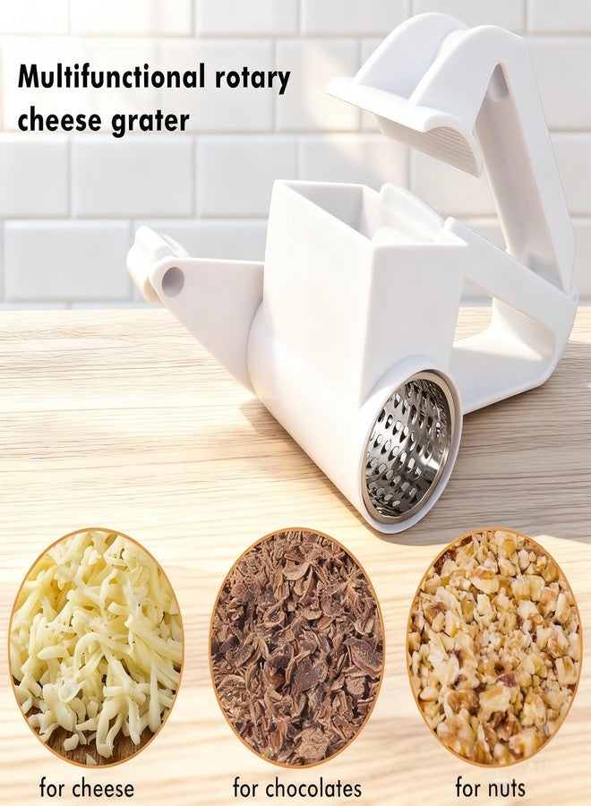AIDOIT مبشرة جبن دوارة بمقبض، مبشرة جبن يدوية مزودة بأسطوانتين من الفولاذ المقاوم للصدأ لبشر الجبن والمكسرات والشوكولاتة والخضراوات، تتضمن مقبضًا إضافيًا - Image 5