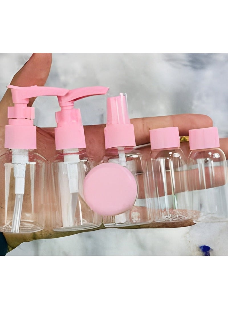 مجموعة زجاجات السفر لمستحضرات التجميل – قابلة للضغط وإعادة التعبئة – مقاومة للتسرب مع ملصقات مخصصة – 6 قطع - قد يختلف الون - Image 1