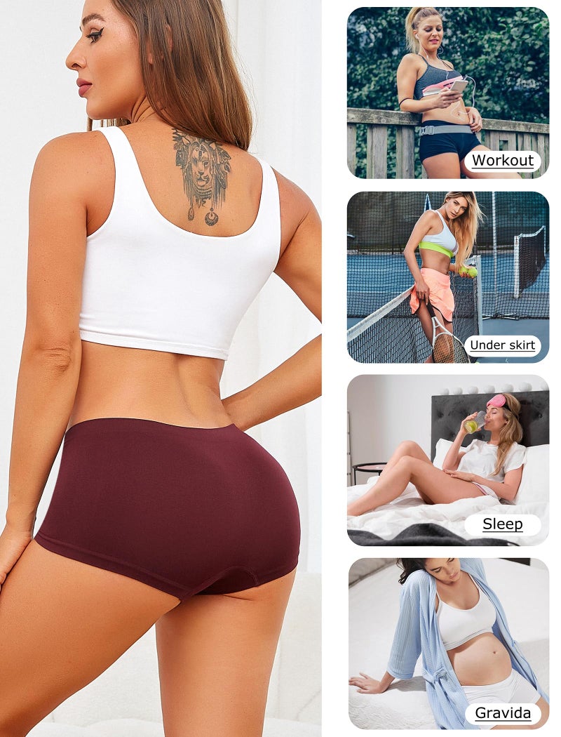 Sth Big Womens Boyshorts Underwear Seamless Boxer Briefs Full Coverage Soft Stretch Panties for Women Shorts Lingerie 4 Pack - Image 2