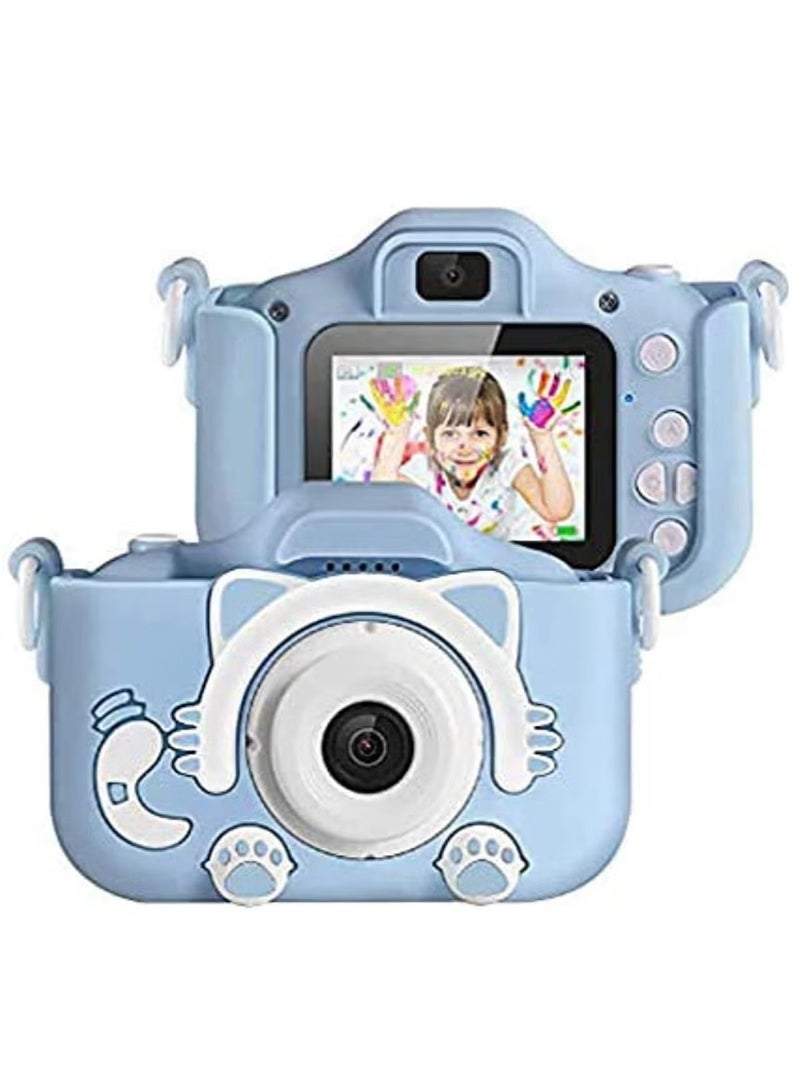 Kids Camera Gift Toys for 3-8 Years Old Girls Boys, 1080P HD Digital Video Camcorder Camera with Cartoon Soft Silicone Cover, Best Christmas Birthday Gift for Kids - with 32G SD Card (Blue) - Image 1