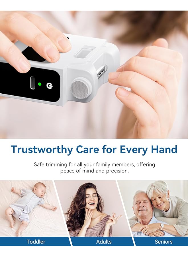 NALACAL 2 In 1 Electric Nail Trimmer & Polisher Automatic Nail Clipper Usb C Rechargeable Nail Grooming Tool For Kids Adults & Seniors Safe & Mess Free Manicure - Image 2