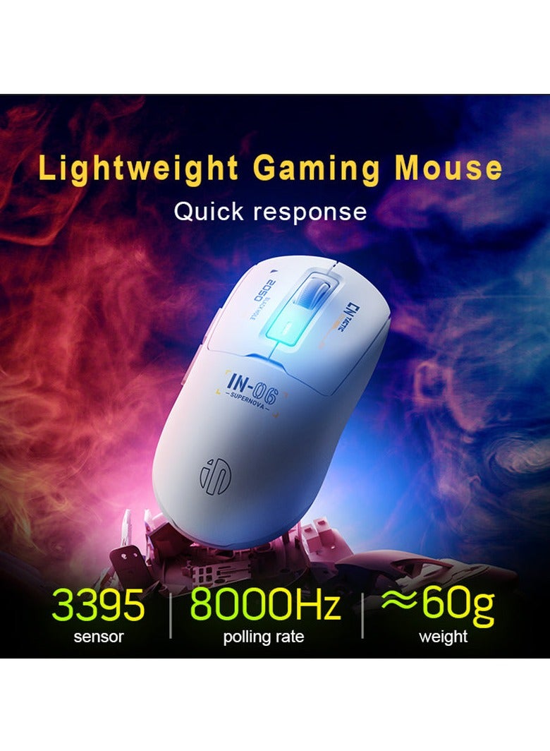 Inphic IN6 Wired and Wireless Gaming Mouse White - Image 2