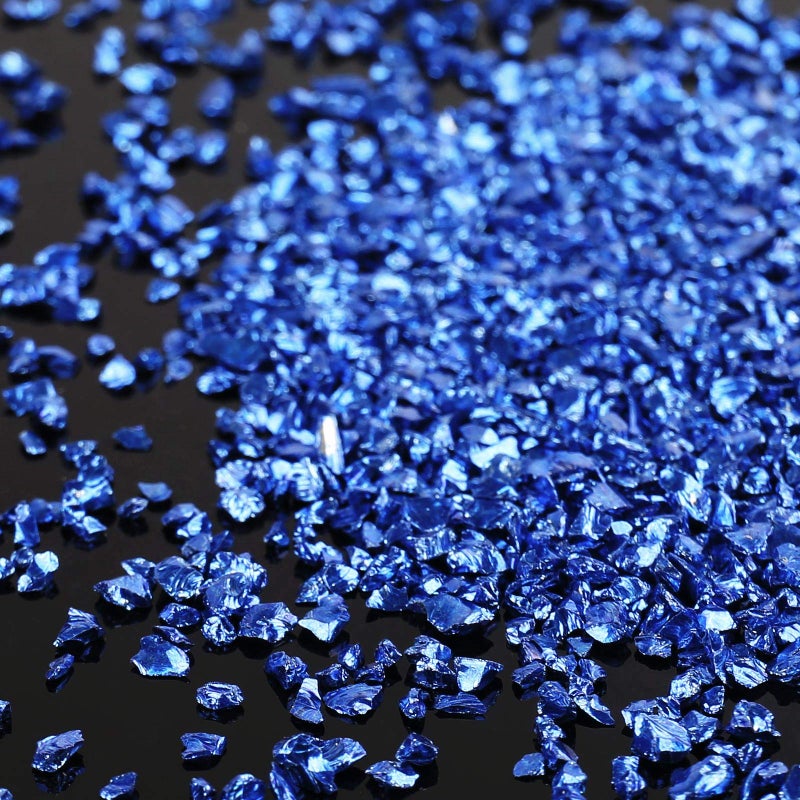 Irregular Crushed Glass Chips Sprinkles 100g Metallic Chunky Glitter Stones for Nail Art Resin Mold Filler DIY Crafts Vase Filler Jewelry Making Dark Blue