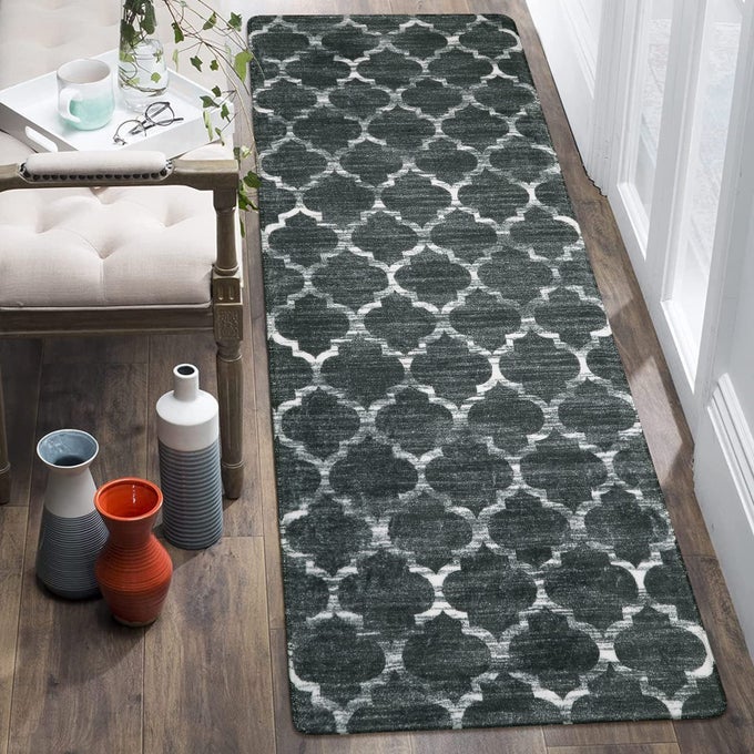 LAHOME MOROCCAN RUNNER RUGS FOR HALLWAY 2X6 WASHABLE NONSLIP CARPET BEDROOM RUGS THROW LOWPILE LAUNDRY ROOM RUG KITCHEN RUNNER GREY DISTRESSED ENTRYWAY BATHROOM LIVING ROOM