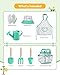 Grenebo Kids Gardening Set ToysIncludes Metal TrowelTransplanting ShovelGarden hatRakeApronGlovesWatering Canand Tool Organizer Bag Lake Green - Image 4