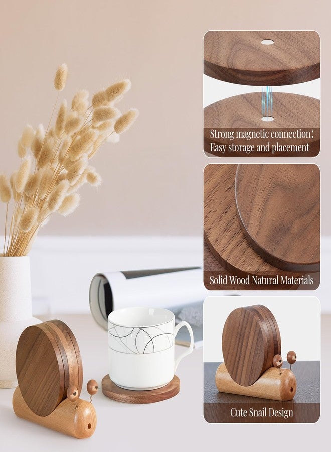 Yangbaga Wooden Coasters for Drinks-Natural Acacia Wood Drink Coaster Set for Coffee Table, Cute Coasters for Modern Home Decor Tabletop Protection for Any Table Type, Set of 5-Dia 3.5 * 3.5inchs - Image 3