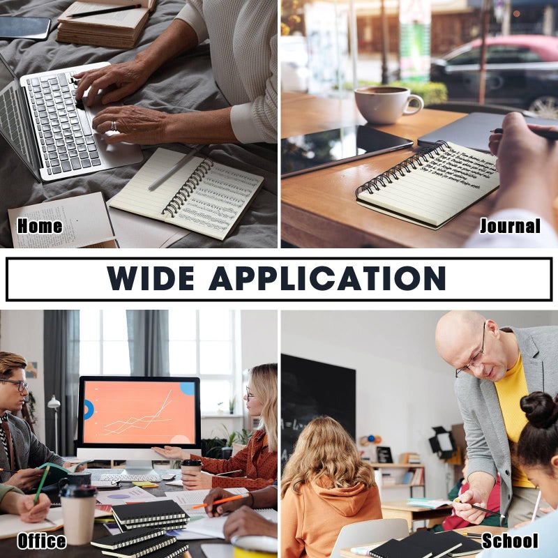 Jutom 54 Pcs Small Spiral Notebooks Memo Pads 3x5 Bulk Small Pocket Notebooks Mini Notepads with Lined Pages Mini Journals for Office School Work Supplies, 120 Pages (Black) - Image 4