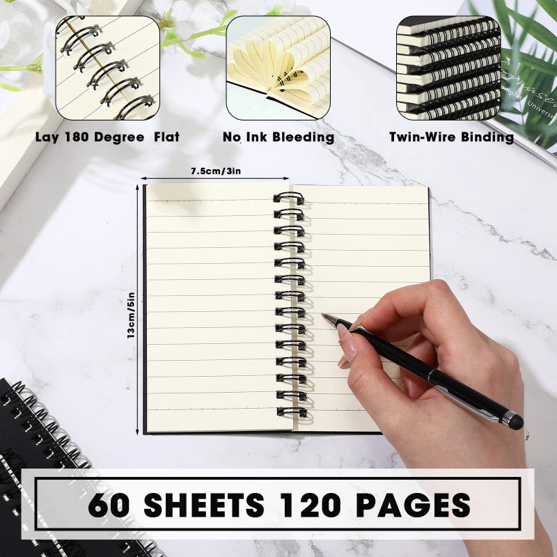 Jutom 54 Pcs Small Spiral Notebooks Memo Pads 3x5 Bulk Small Pocket Notebooks Mini Notepads with Lined Pages Mini Journals for Office School Work Supplies, 120 Pages (Black) - Image 3
