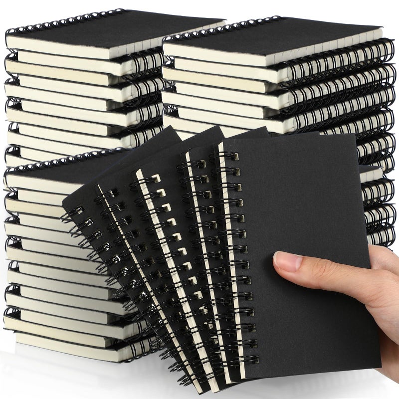 Jutom 54 Pcs Small Spiral Notebooks Memo Pads 3x5 Bulk Small Pocket Notebooks Mini Notepads with Lined Pages Mini Journals for Office School Work Supplies, 120 Pages (Black) - Image 1