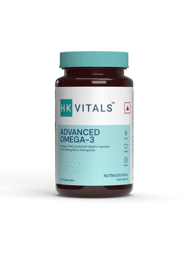 HEALTHKART هيلث كارت HK فايطالز أدفانسد أوميغا 3 (90 كبسولة) | 1000 ملغ أوميغا 3 مع 360 ملغ EPA و 240 ملغ DHA، زيت سمك مزدوج القوة | لصحة الدماغ والقلب والمفاصل - Image 1