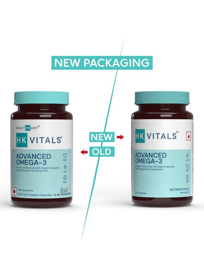 HEALTHKART هيلث كارت HK فايطالز أدفانسد أوميغا 3 (90 كبسولة) | 1000 ملغ أوميغا 3 مع 360 ملغ EPA و 240 ملغ DHA، زيت سمك مزدوج القوة | لصحة الدماغ والقلب والمفاصل - Image 2