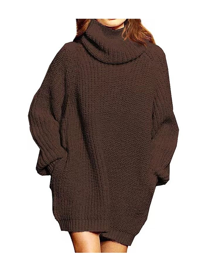 Loquat Women's Fashion Simple Autumn And Winter Medium long Turtleneck Sweater 