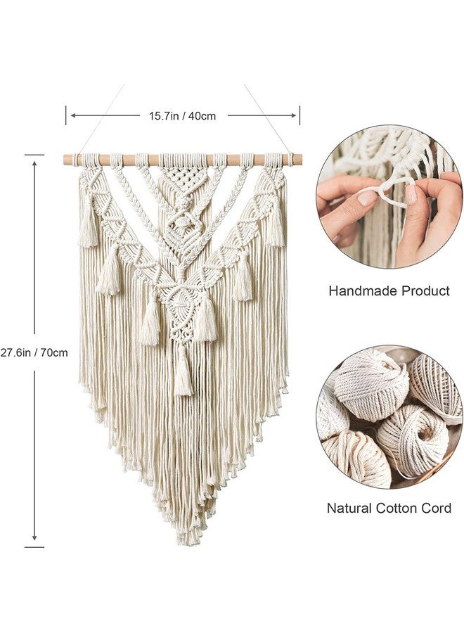 Kaahira Polycotton Macrame Boho Home Wall Hanging Decor Tapestries | Handmade Bohemian Decor Art For Bedroom, Living Room, Office | Unique Gifting Item (Off White), 70 Centimeters - Image 2
