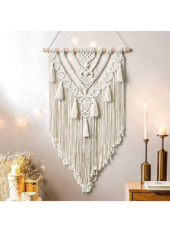 Kaahira Polycotton Macrame Boho Home Wall Hanging Decor Tapestries | Handmade Bohemian Decor Art For Bedroom, Living Room, Office | Unique Gifting Item (Off White), 70 Centimeters - Image 1