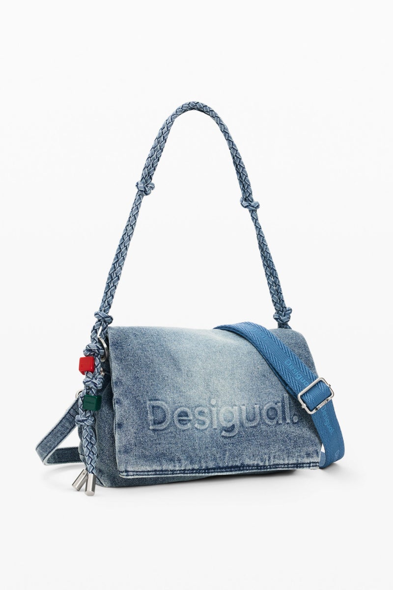 DESIGUAL Medium bag with flap in denim fabric - Image 3
