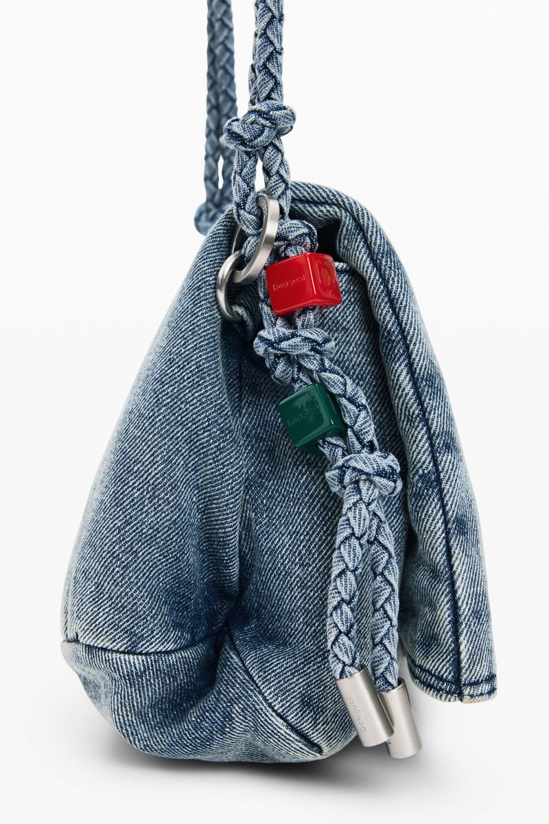 DESIGUAL Medium bag with flap in denim fabric - Image 5