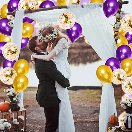 LUDEOU Purple Gold Balloon Garland Arch Kit Different Sizes Purple and Gold Balloons Purple Gold Birthday Decorations for Women 30th 40th 50th 60t 70th Birthday Purple Anniversary Graduation Party - Image 5