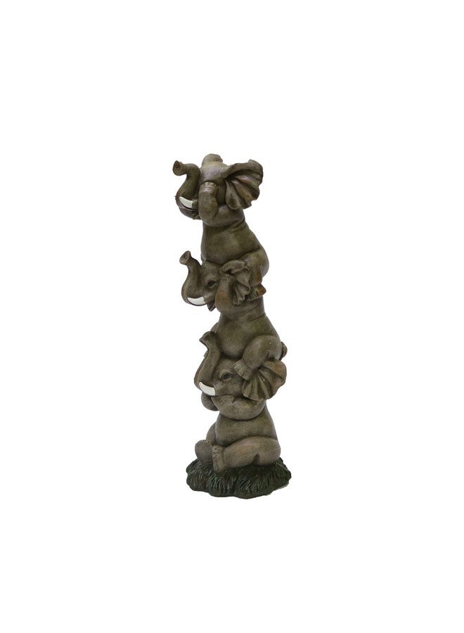 Nature's Mark See Hear Speak No Evil Elephants Totem Statue 9" Tall Jungle Safari Wildlife Acrobatic Elephants Figurine Decor Sculpture Pole Resin Home Decorative Accent (Gray) - Image 3