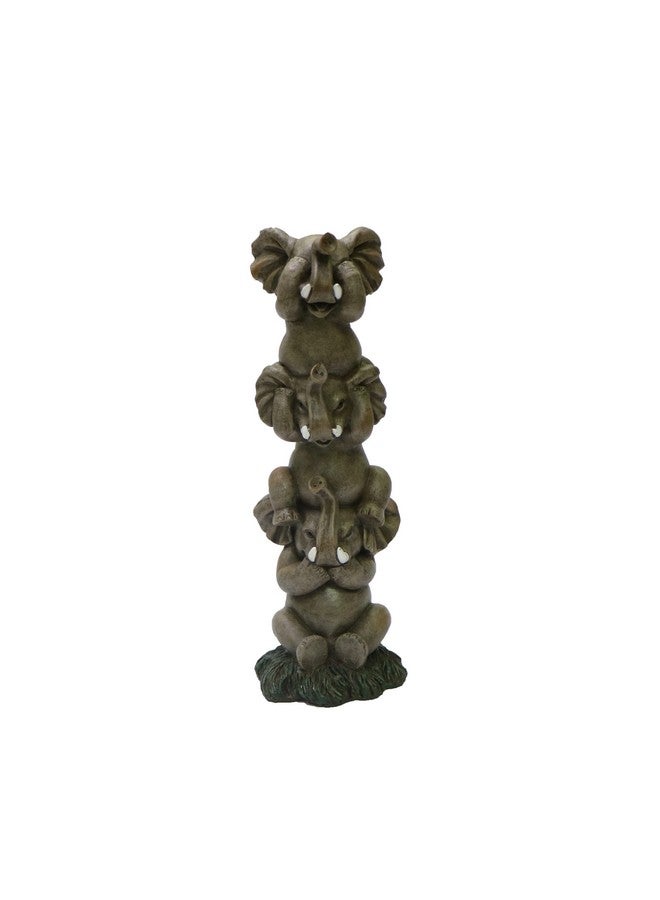 Nature's Mark See Hear Speak No Evil Elephants Totem Statue 9" Tall Jungle Safari Wildlife Acrobatic Elephants Figurine Decor Sculpture Pole Resin Home Decorative Accent (Gray) - Image 1