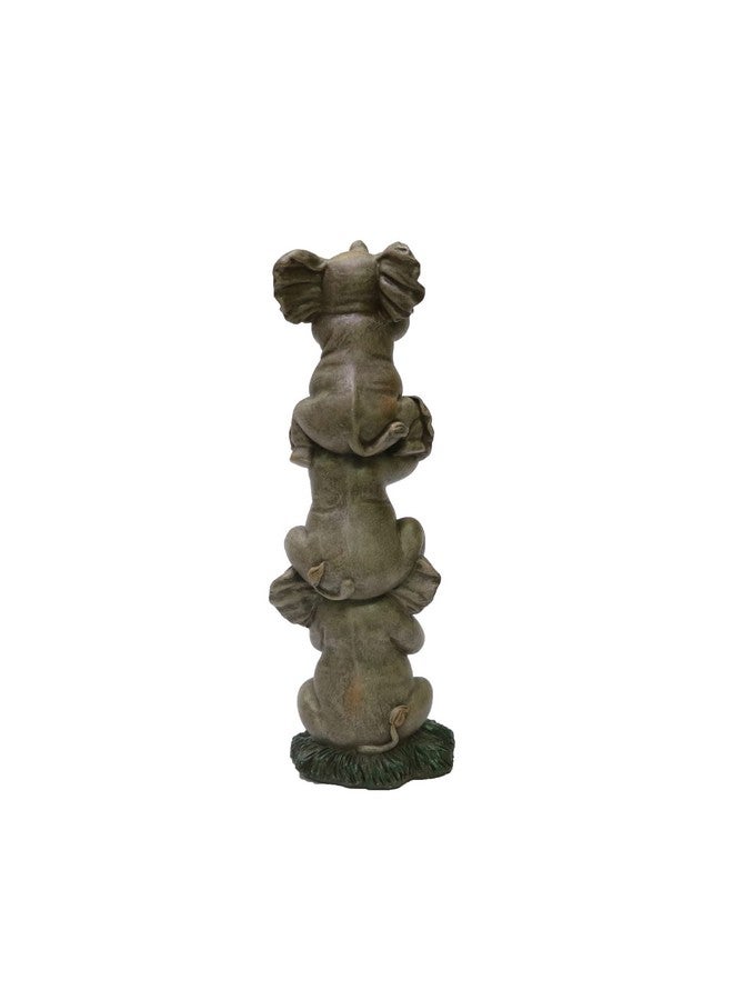Nature's Mark See Hear Speak No Evil Elephants Totem Statue 9" Tall Jungle Safari Wildlife Acrobatic Elephants Figurine Decor Sculpture Pole Resin Home Decorative Accent (Gray) - Image 4