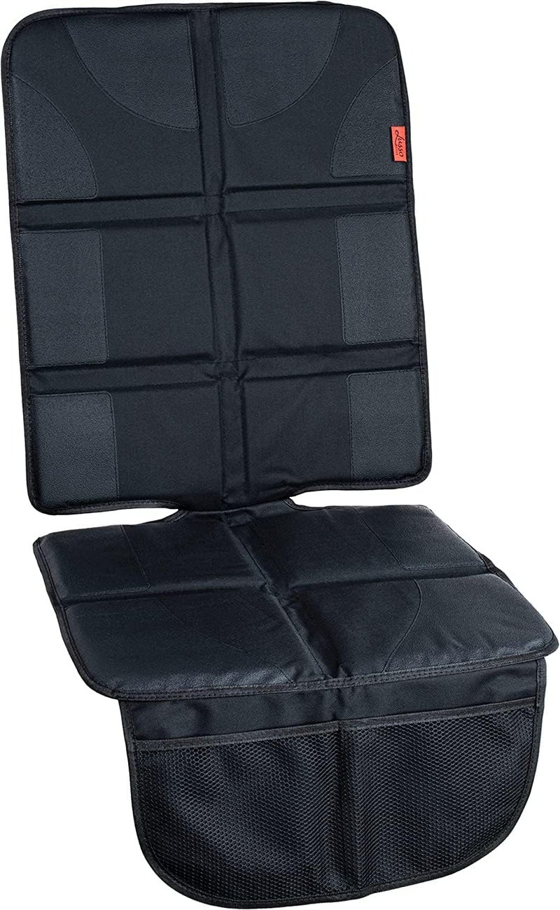 The Car Seat Protector for Child, Non-Slip Waterproof Car Seat Protector for Leather Seats with Thick Padding and 2 Mesh Storage Pockets, Baby Seat Protectors Under Carseat (Black) - Image 1